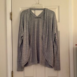 Athleta Gray Open-Front lightweight sweatshirt